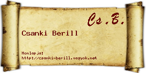 Csanki Berill névjegykártya